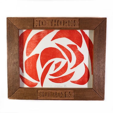 No Thorns No Roses Houtsnijwerk in lijst
